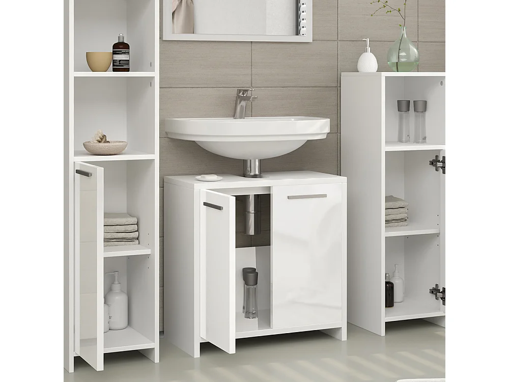 Meubles bain blanc brillant/blanc 58x33x60 kiko