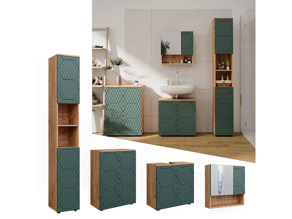 Conjunto de muebles de baño roble verde/dorado 80x41x58.6 irma