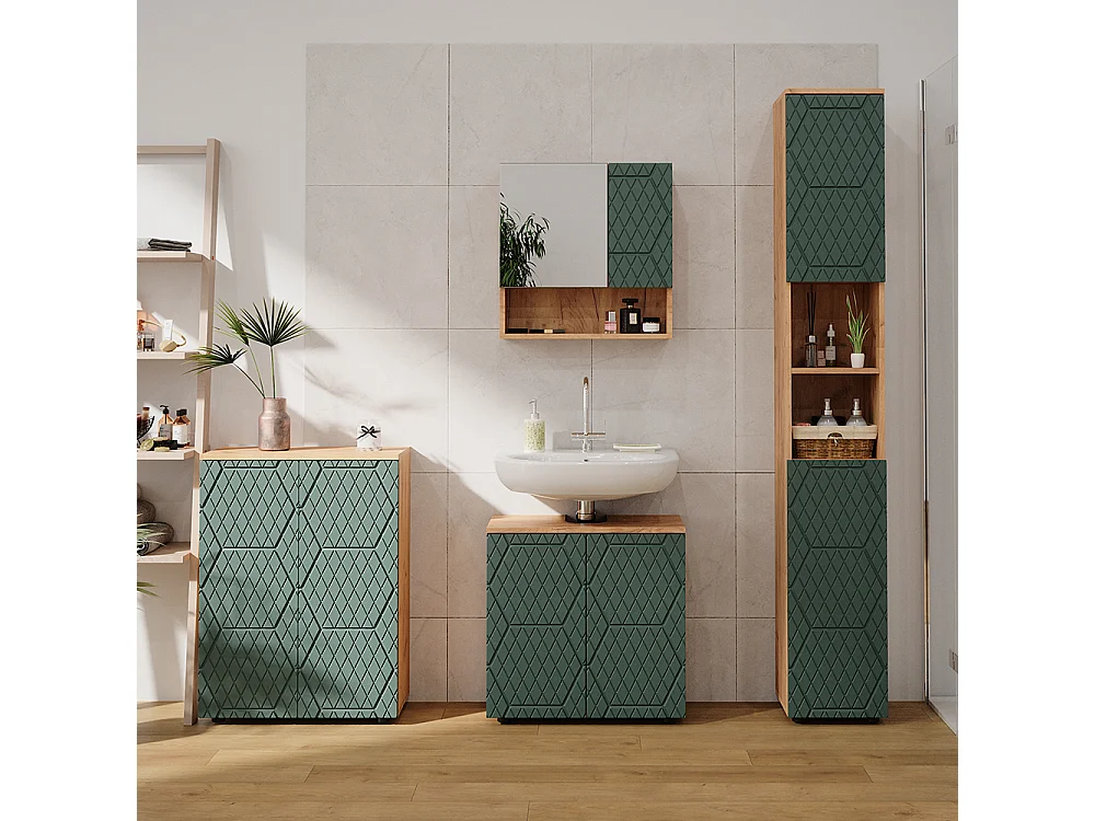 Conjunto de muebles de baño roble verde/dorado 80x41x58.6 irma