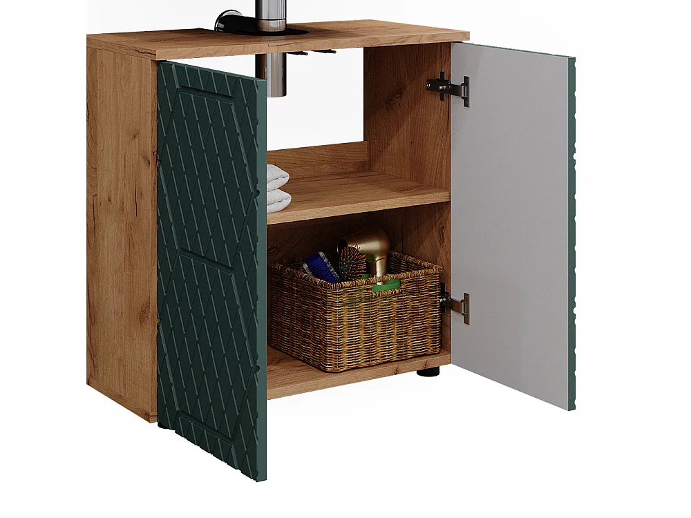 Conjunto de muebles de baño roble verde/dorado 80x41x58.6 irma