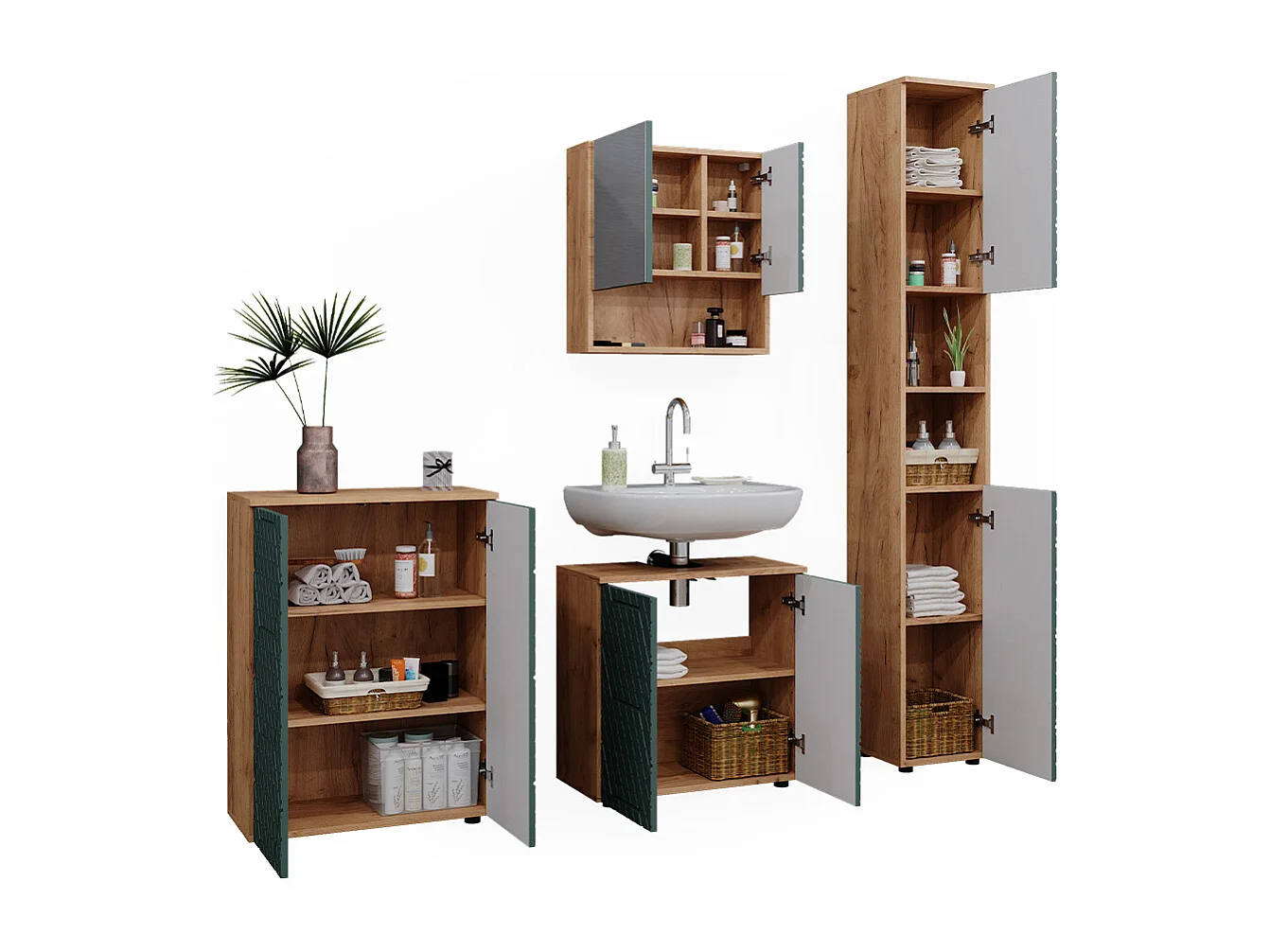 Meubles bain vert/force de lor chêne 80x41x58.6 irma