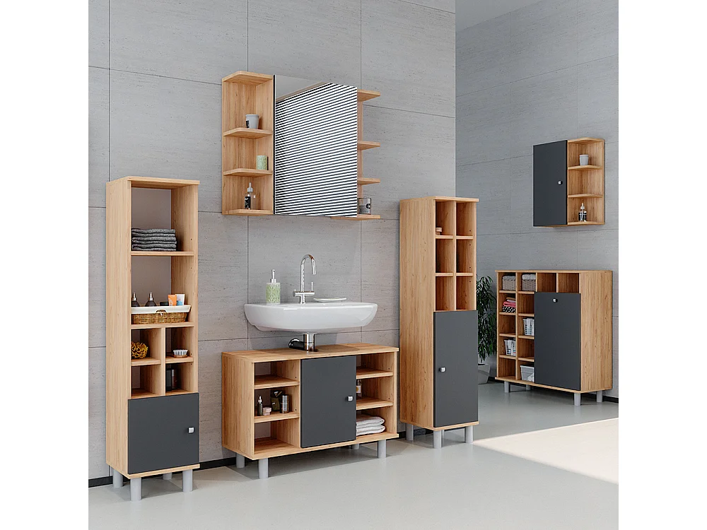 Set mobili bagno quercia dorata 60x32x54 fynn