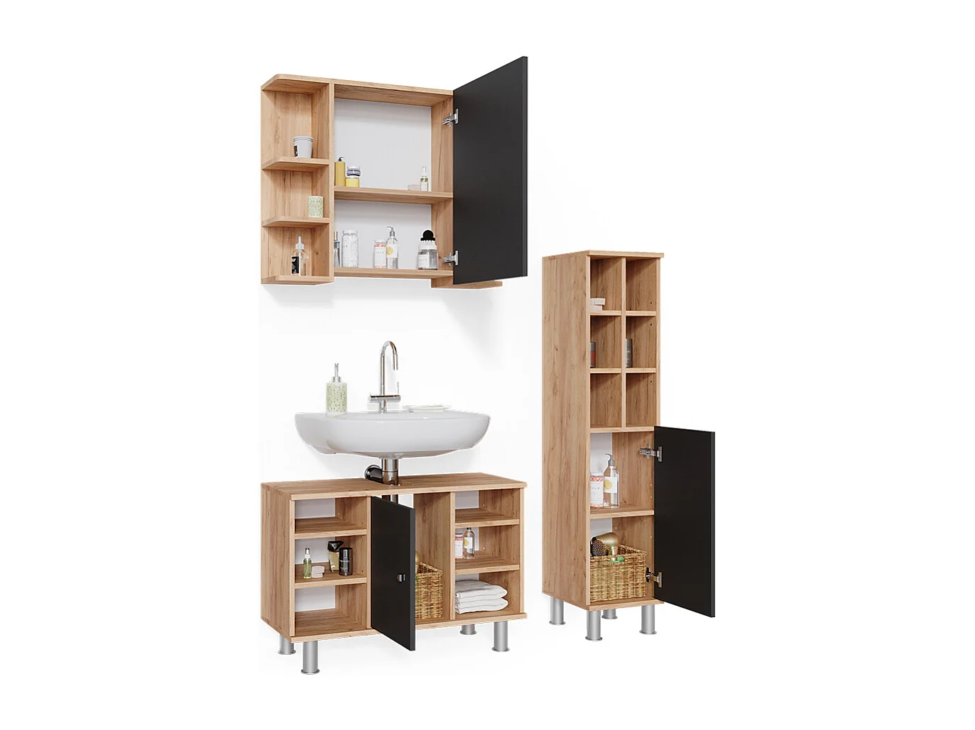 Meubles bain chêne de force doré 60x32x54 fynn