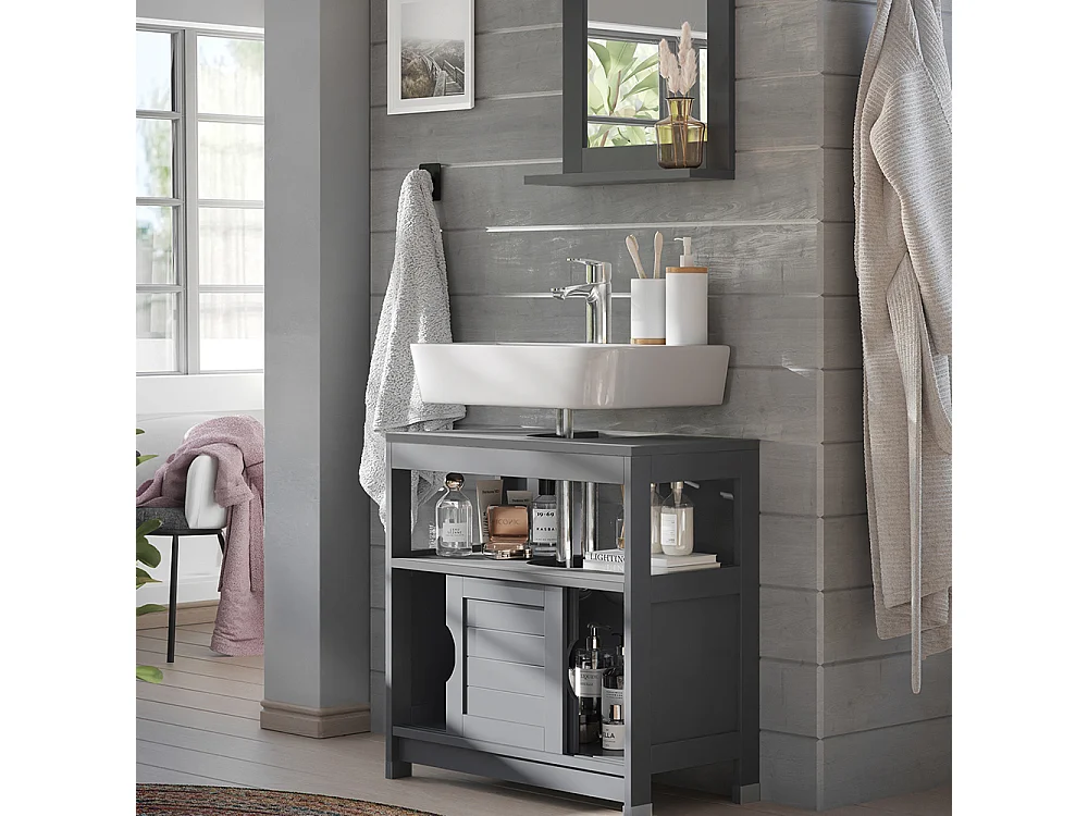 Set di mobili da bagno grigio 60x30x60 vilda