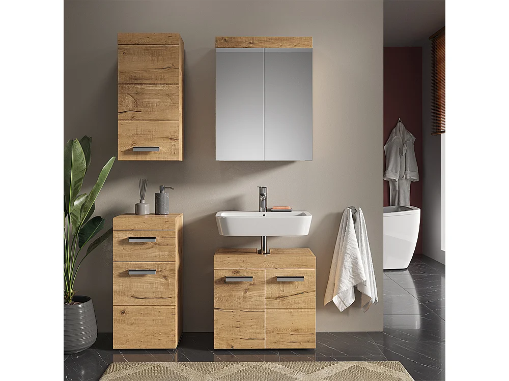 Meubles bain chêne wotan 60x34x56 luna