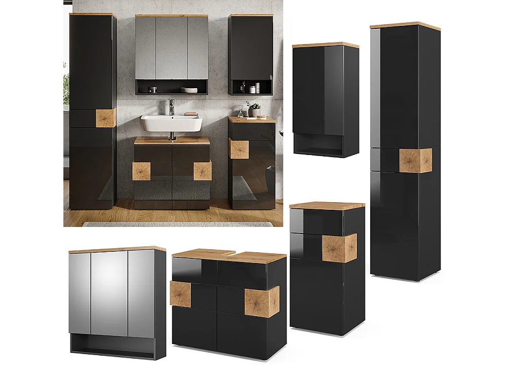 Ensemble de meubles de salle de bains anthracite 73x37x64 eden