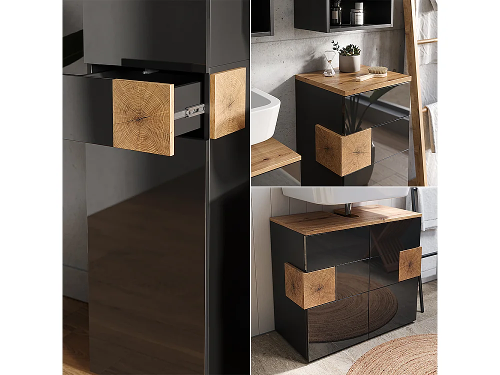 Ensemble de meubles de salle de bains anthracite 73x37x64 eden