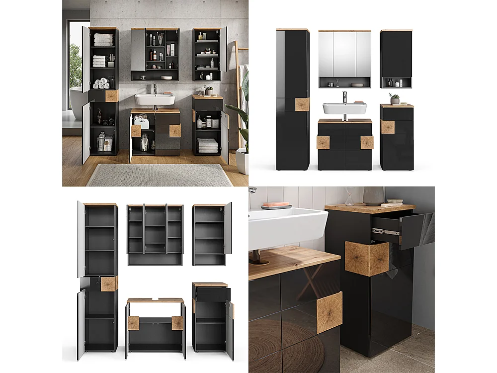 Badmöbel-Set anthrazit 73x37x64 eden