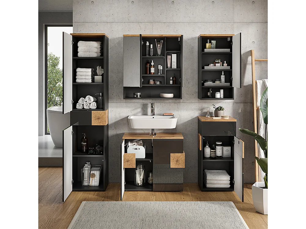 Zestaw mebli łazienkowych antracyt 73x37x64 eden