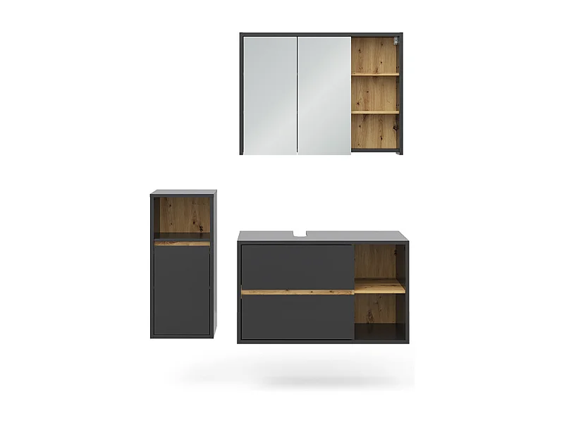 Set di mobili da bagno antracite 60x45x100 viola