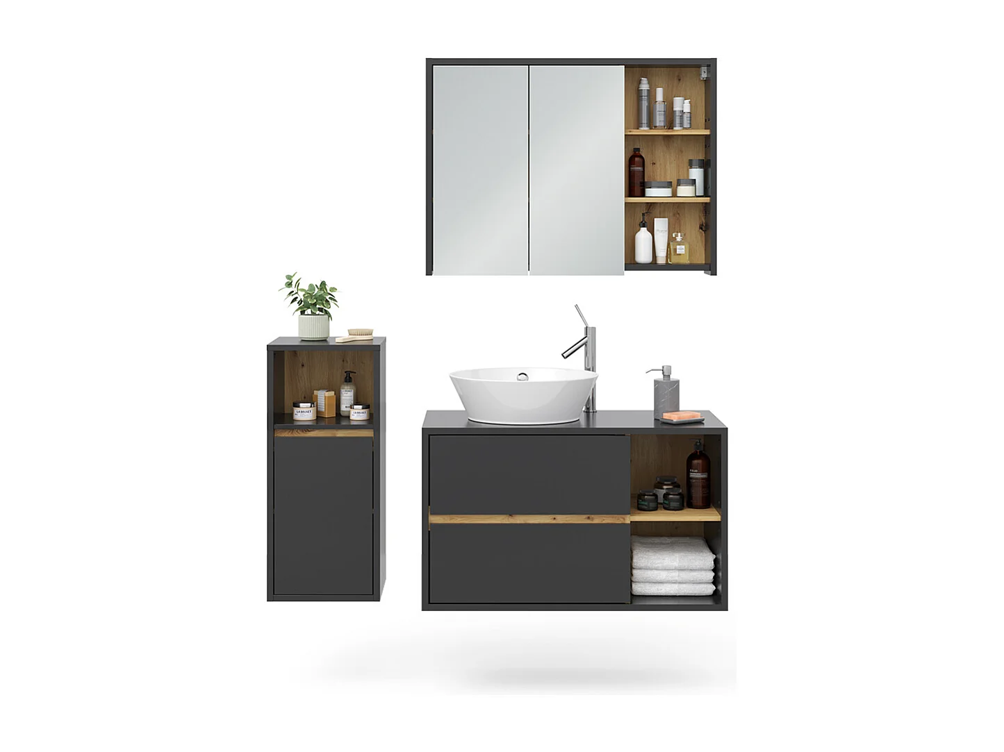 Set di mobili da bagno antracite 60x45x100 viola