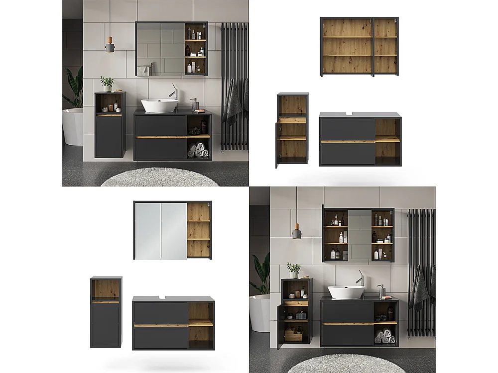 Set di mobili da bagno antracite 60x45x100 viola