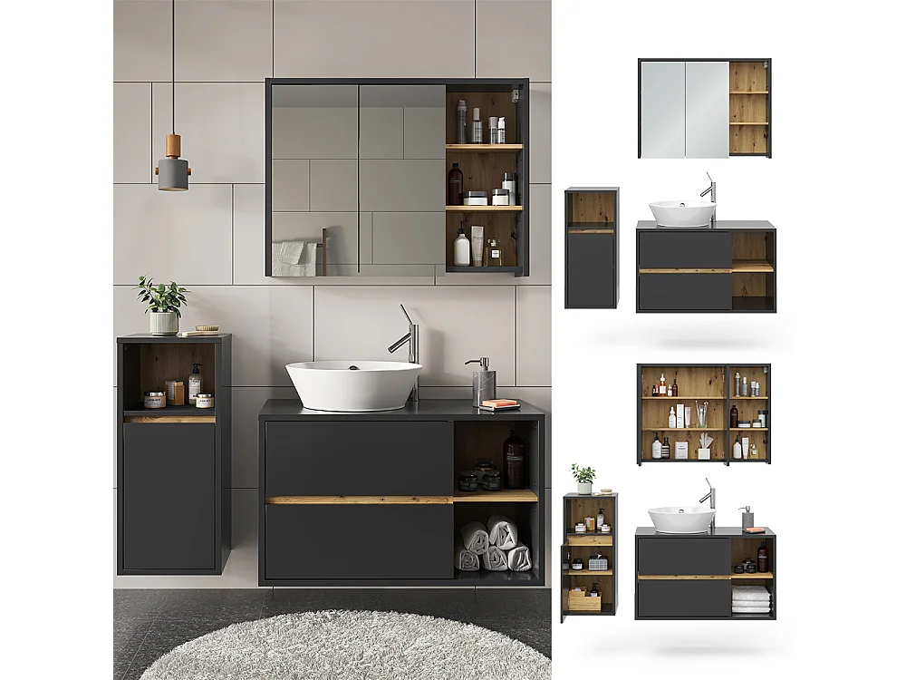 Meubles bain anthracite 60x45x100 viola