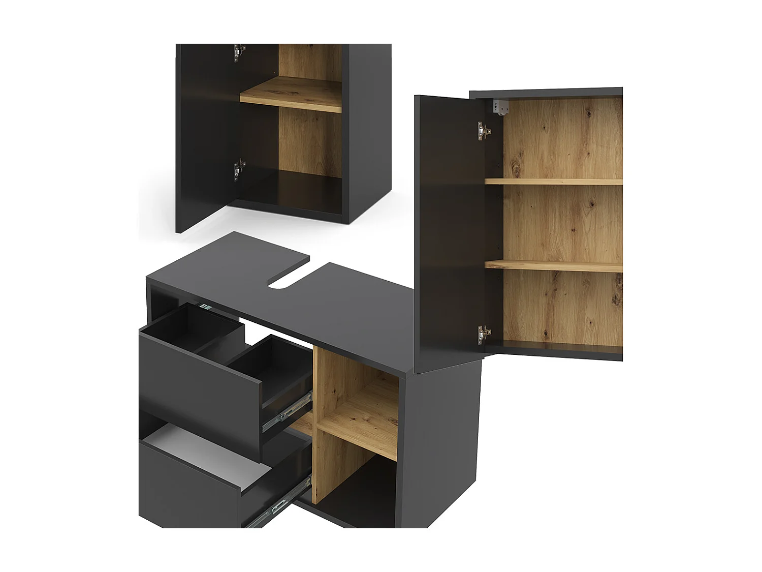 Meubles bain anthracite 60x45x100 viola