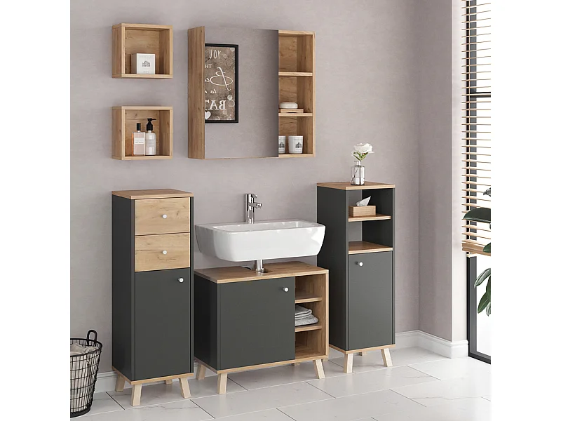 Set mobili bagno antracite 62x32x54 senyo