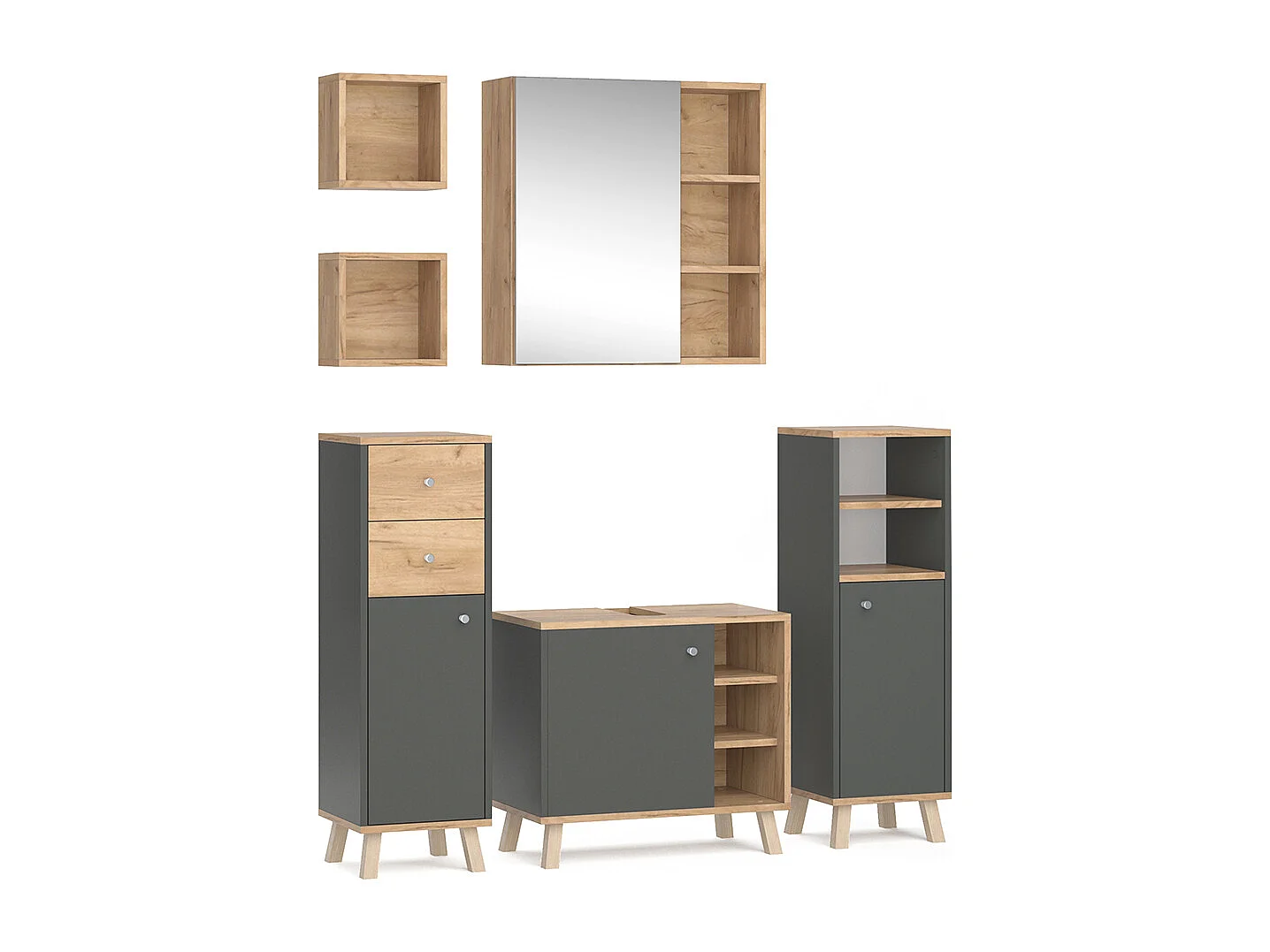 Set mobili bagno antracite 62x32x54 senyo