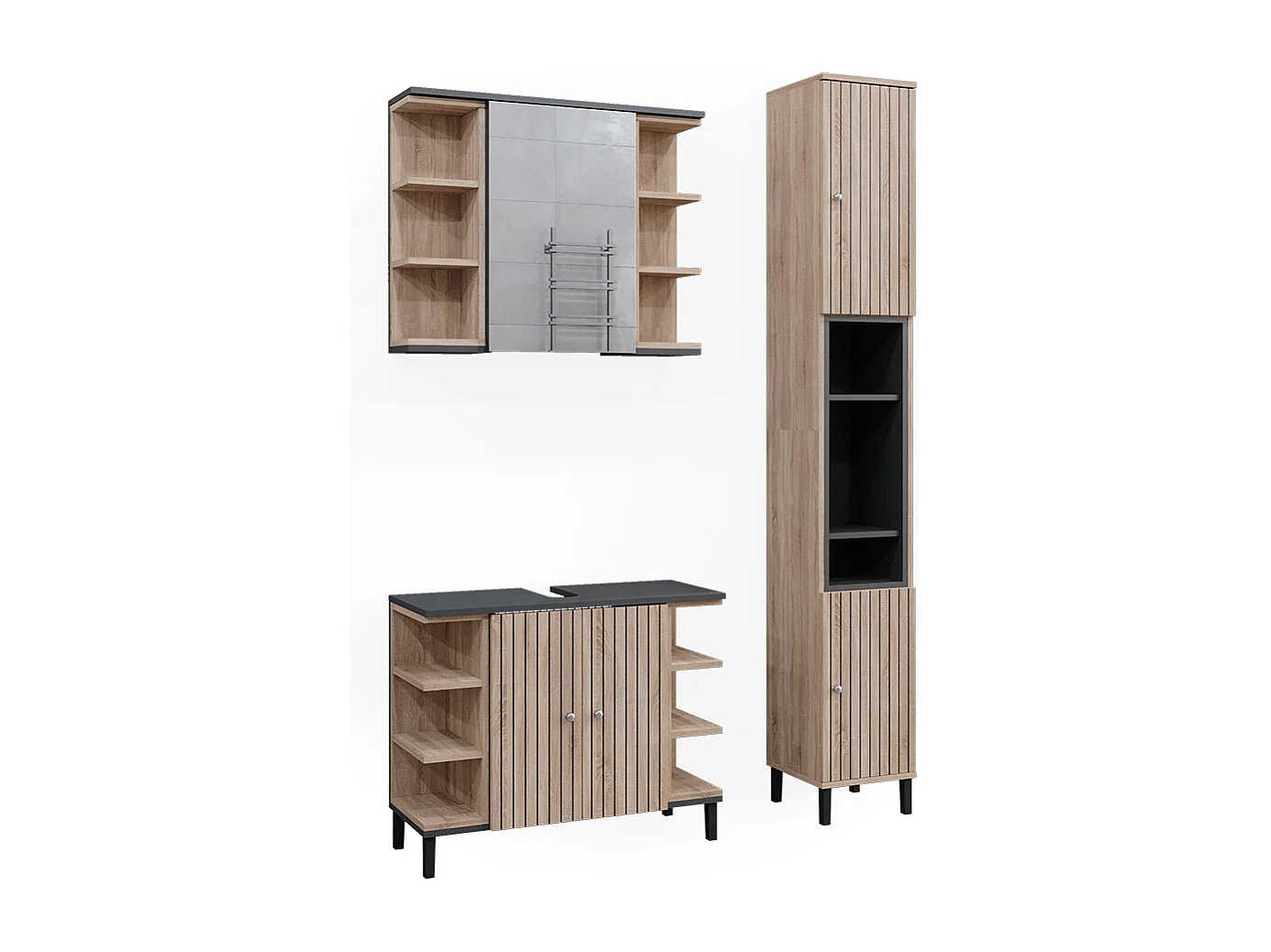 Badmöbel-Set sonoma 79.6x32x64 aquis