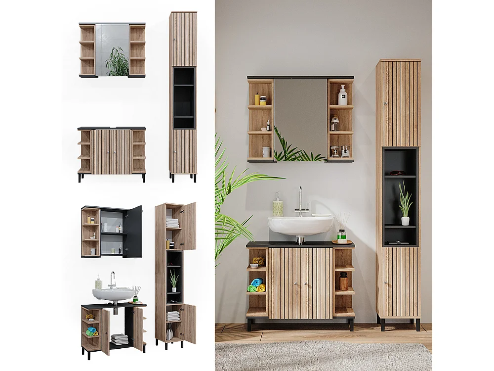 Badmöbel-Set sonoma 79.6x32x64 aquis