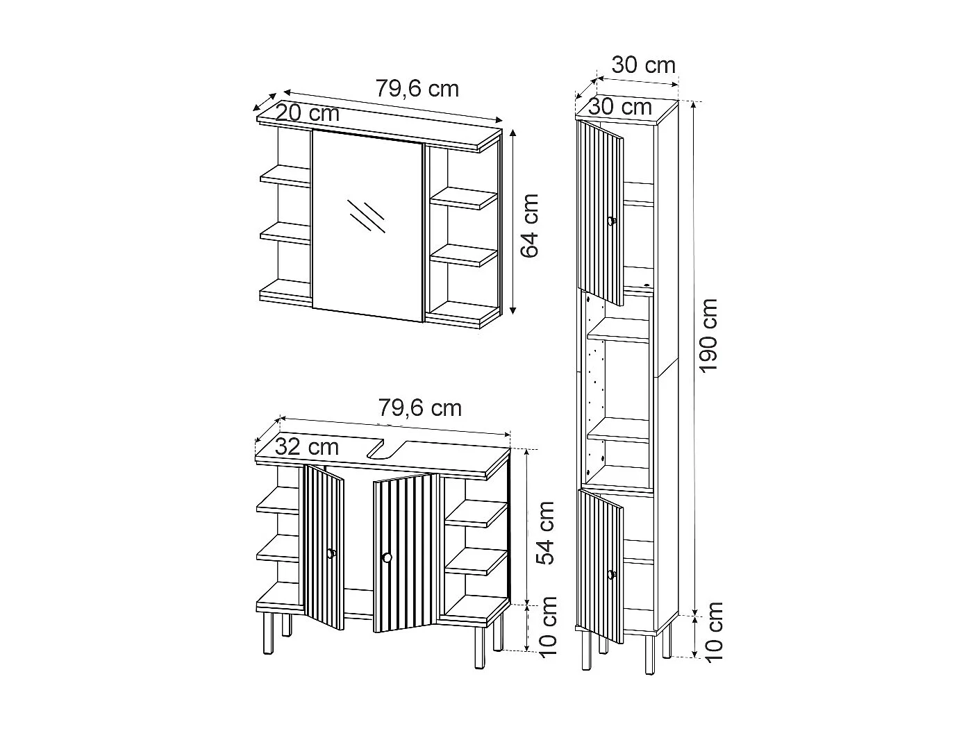 Badmöbel-Set sonoma 79.6x32x64 aquis