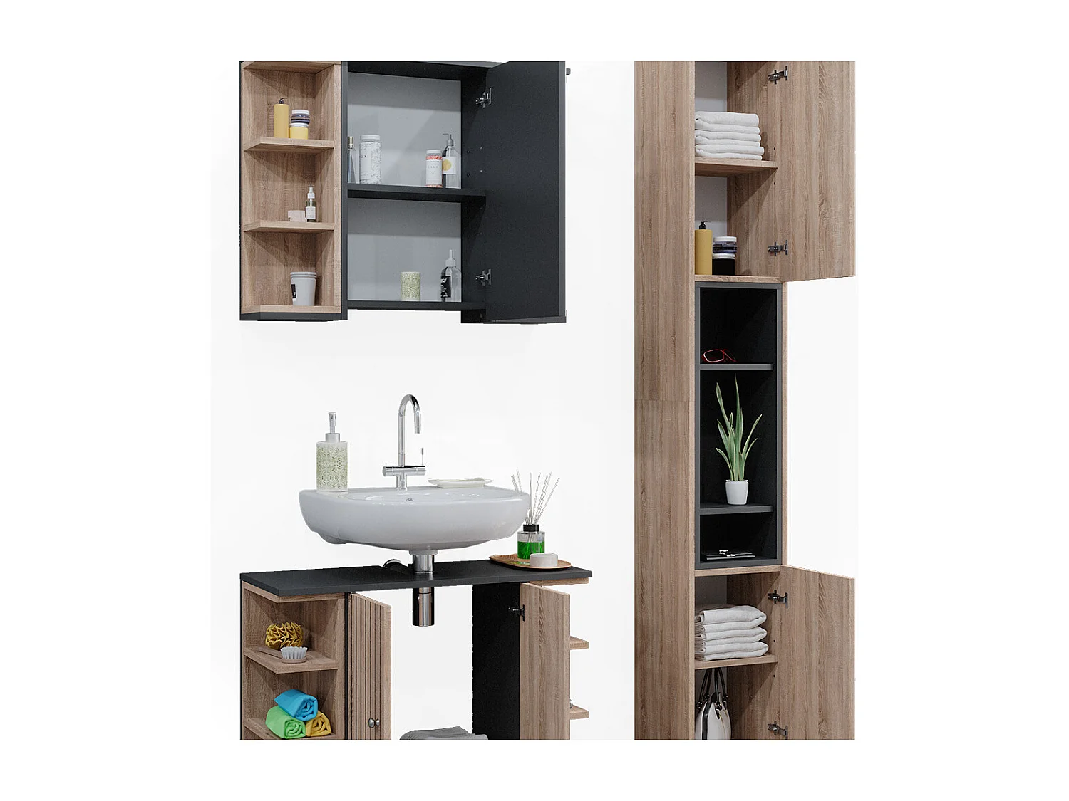 Badmöbel-Set sonoma 79.6x32x64 aquis