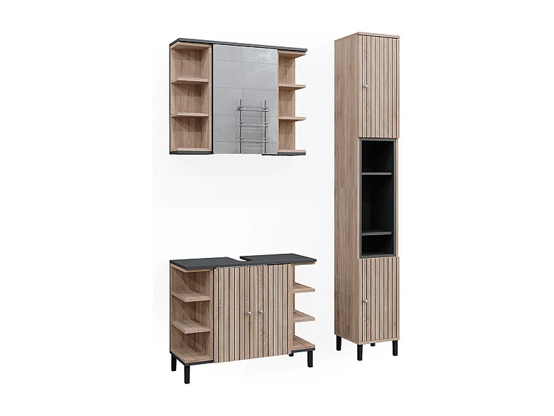 Conjunto de móveis de casa de banho sonoma 79.6x32x64 aquis