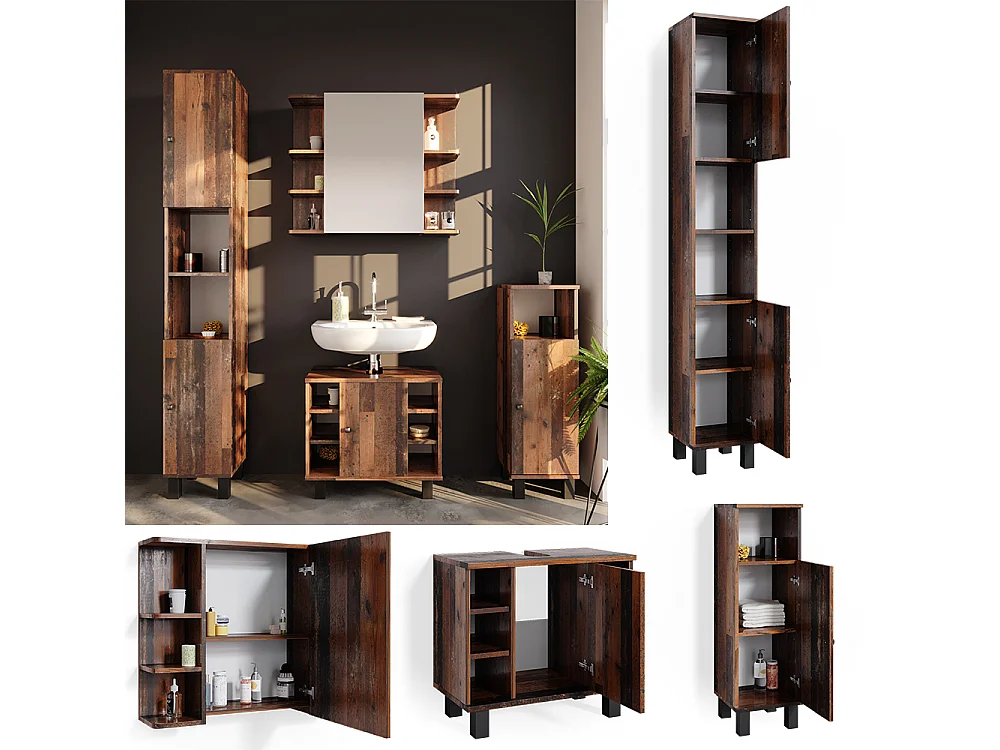 Set mobili bagno rovere rustico 60x32x54 fynn