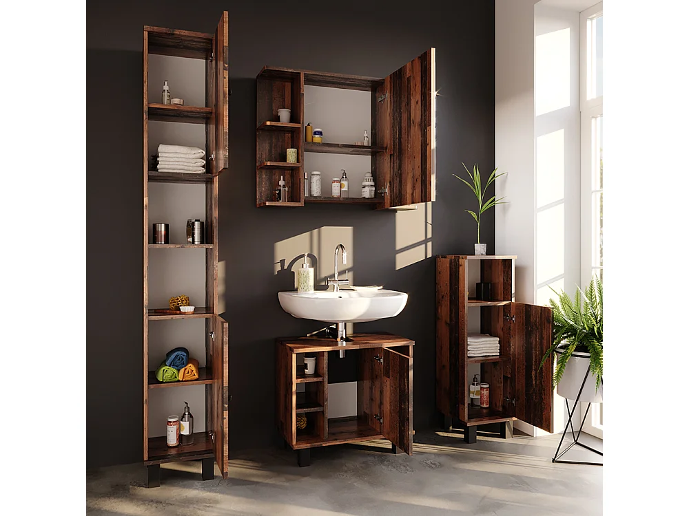 Meubles bain chêne rustique 60x32x54 fynn