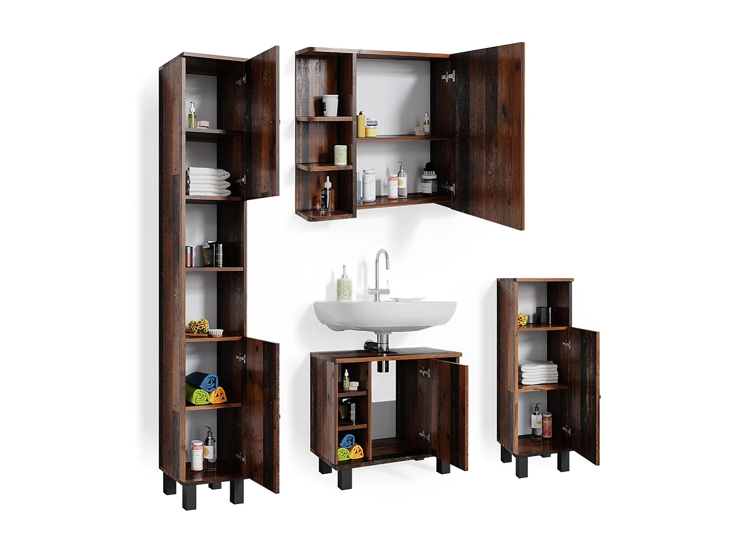 Meubles bain chêne rustique 60x32x54 fynn