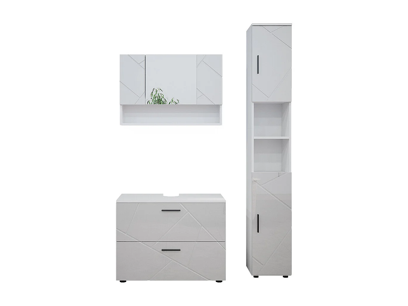Conjunto de muebles de baño blanco alto brillo 80x41x58.6 irma