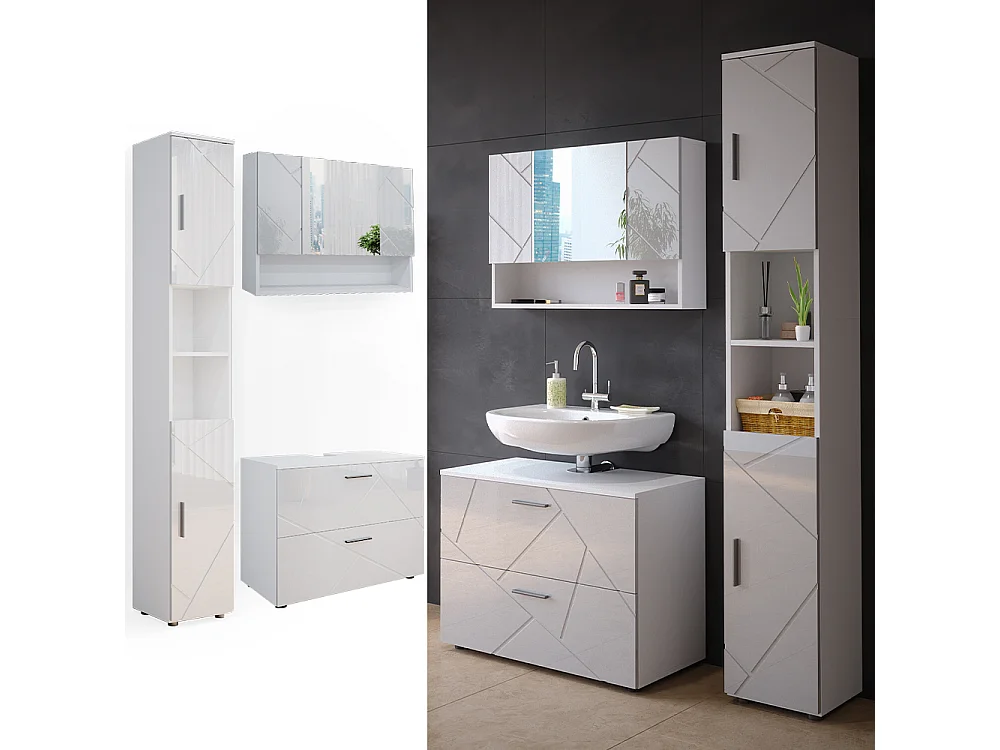 Conjunto de muebles de baño blanco alto brillo 80x41x58.6 irma