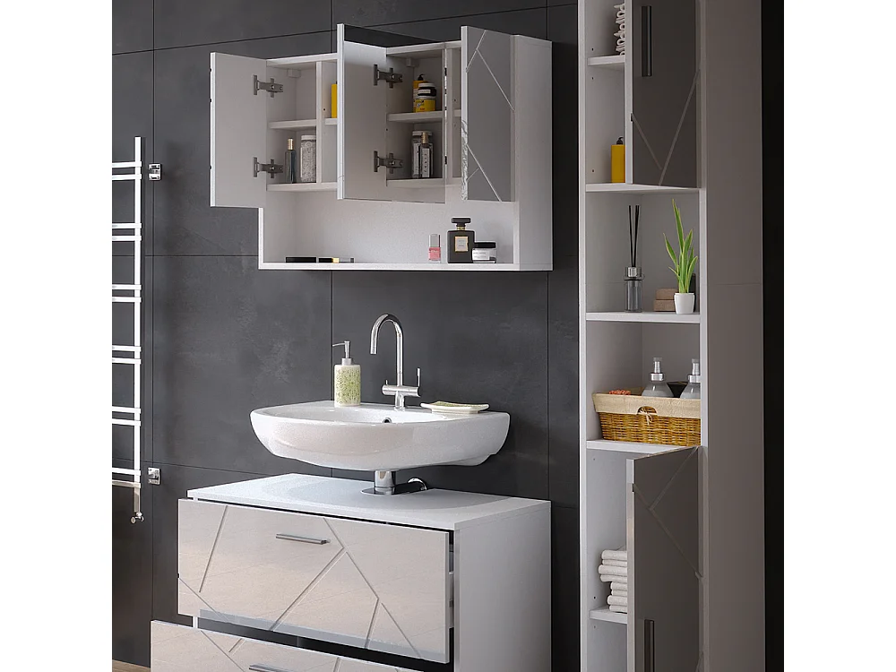 Conjunto de muebles de baño blanco alto brillo 80x41x58.6 irma