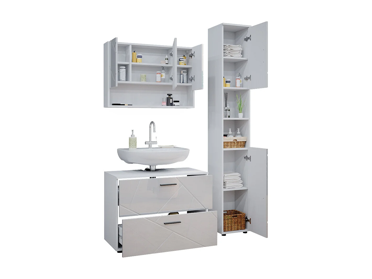 Conjunto de muebles de baño blanco alto brillo 80x41x58.6 irma