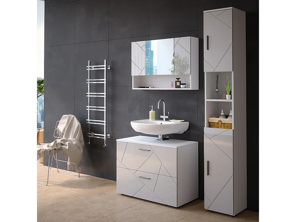 Meubles bain blanc haute brillance 80x41x58.6 irma