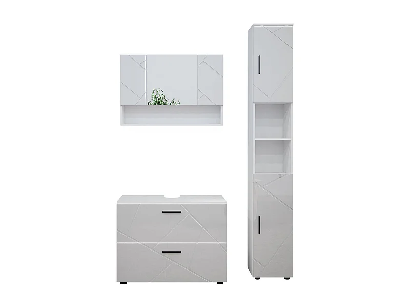 Badmöbel-Set weiß hochglanz 80x41x58.6 irma