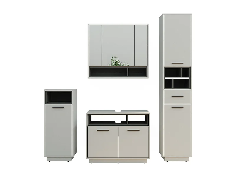 Conjunto de muebles de baño gris 80x40x64 beatrice