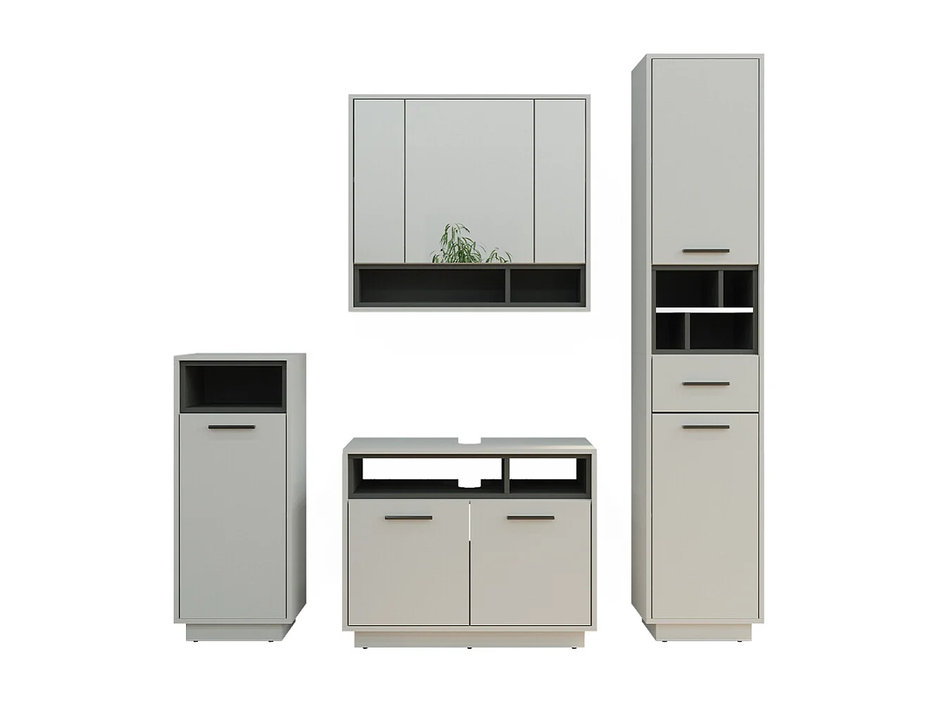 Conjunto de muebles de baño gris 80x40x64 beatrice