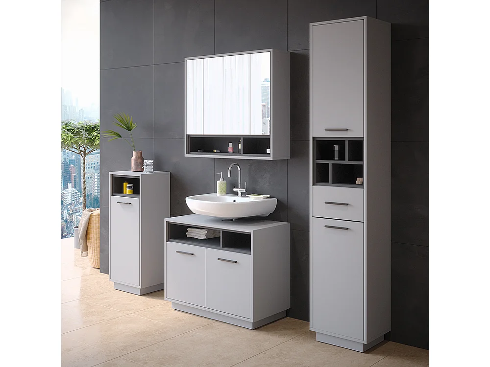 Conjunto de muebles de baño gris 80x40x64 beatrice