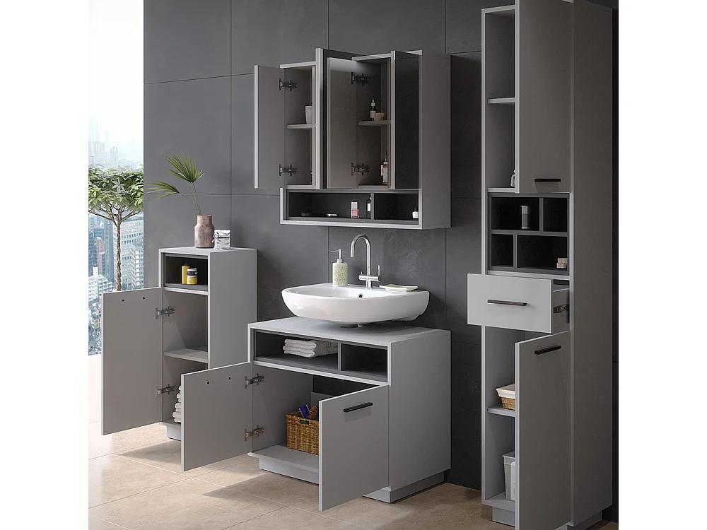 Conjunto de muebles de baño gris 80x40x64 beatrice