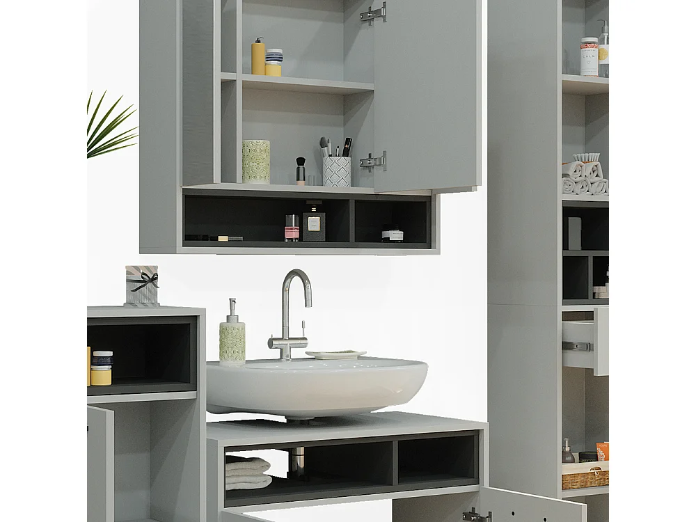 Conjunto de muebles de baño gris 80x40x64 beatrice