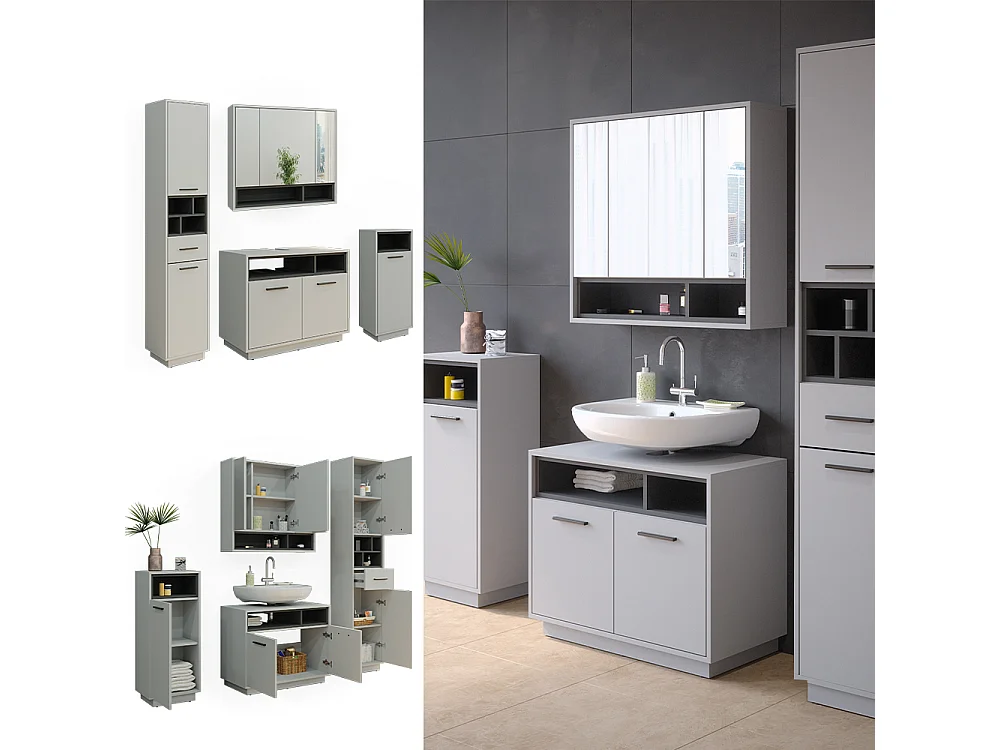 Meubles bain gris 80x40x64 beatrice