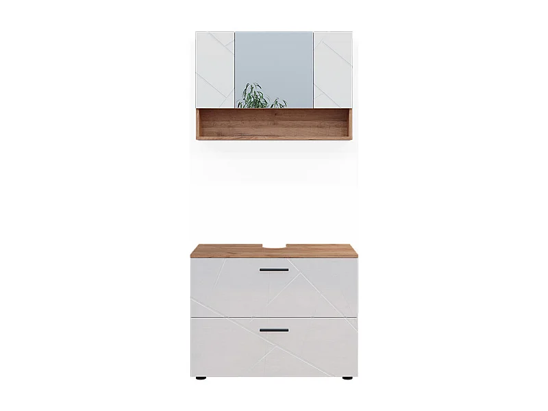 Set di mobili da bagno bianco lucido/oro power oak 80x41x58.6 irma