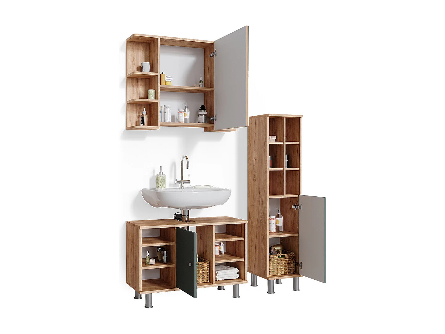 Set mobili bagno verde 60x32x54 fynn