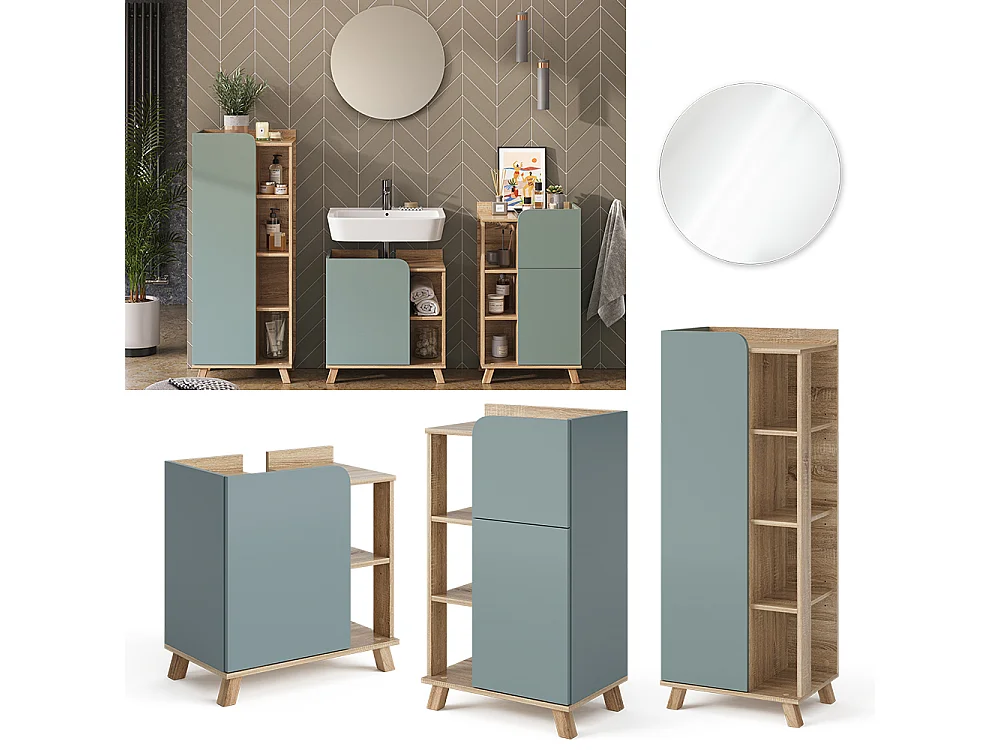 Badkamermeubelset sonoma/blauw 60x35x65 karen