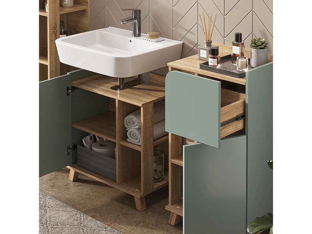 Badkamermeubelset sonoma/blauw 60x35x65 karen