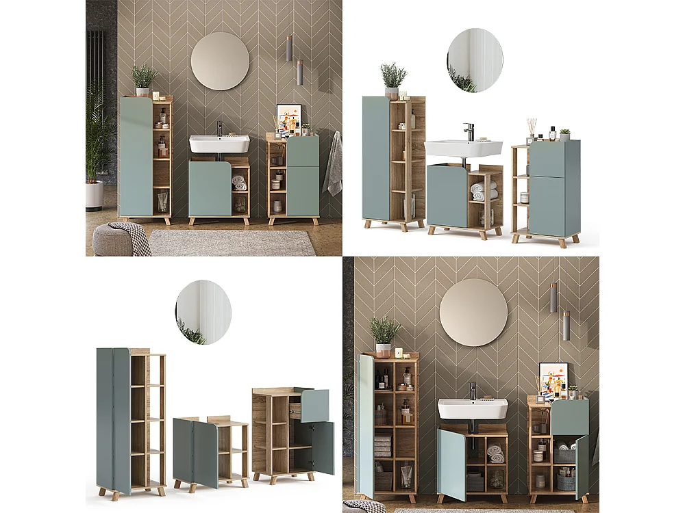 Badkamermeubelset sonoma/blauw 60x35x65 karen