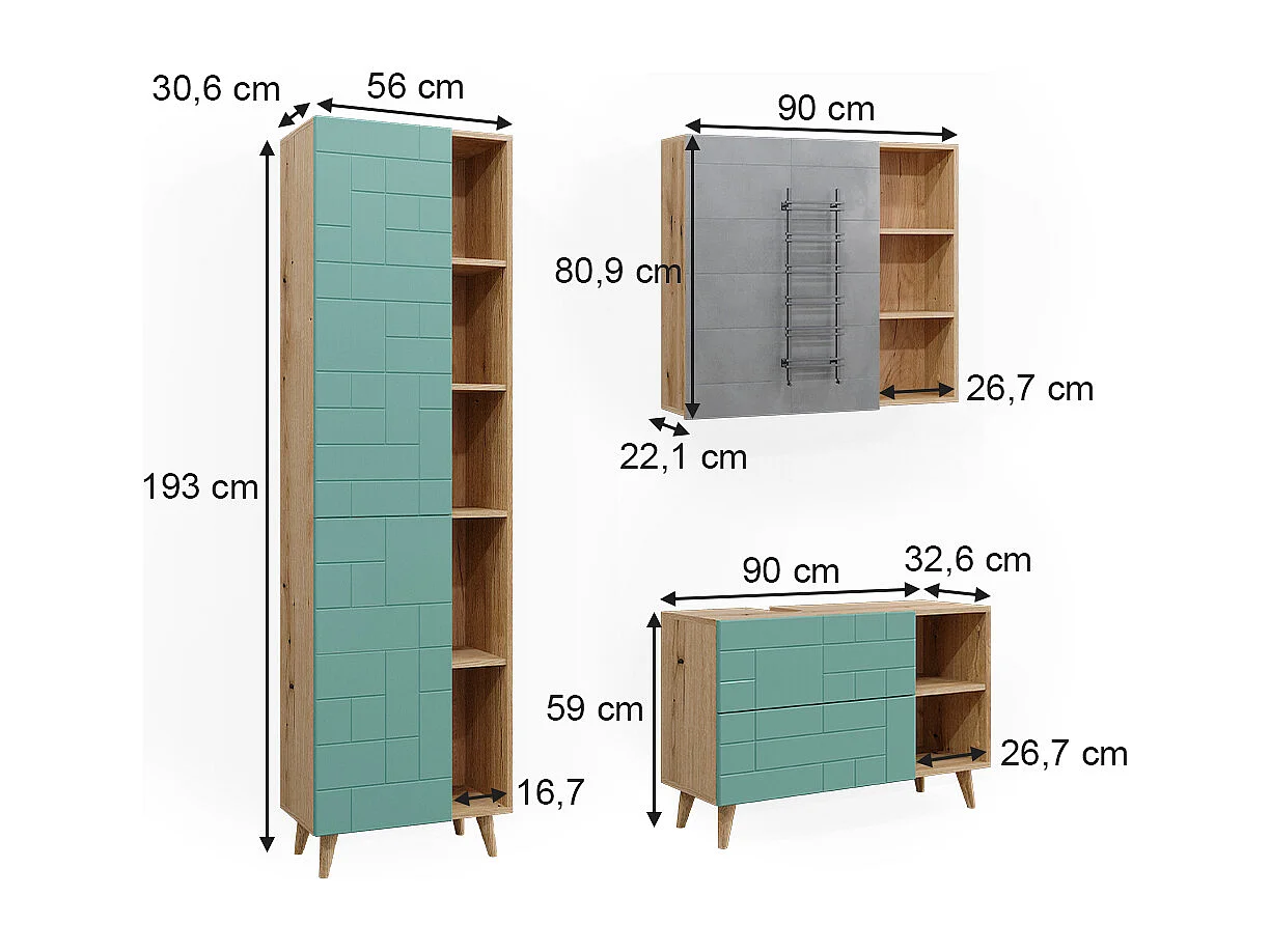 Badmöbel-Set mintgrün 90x32x59 rudi