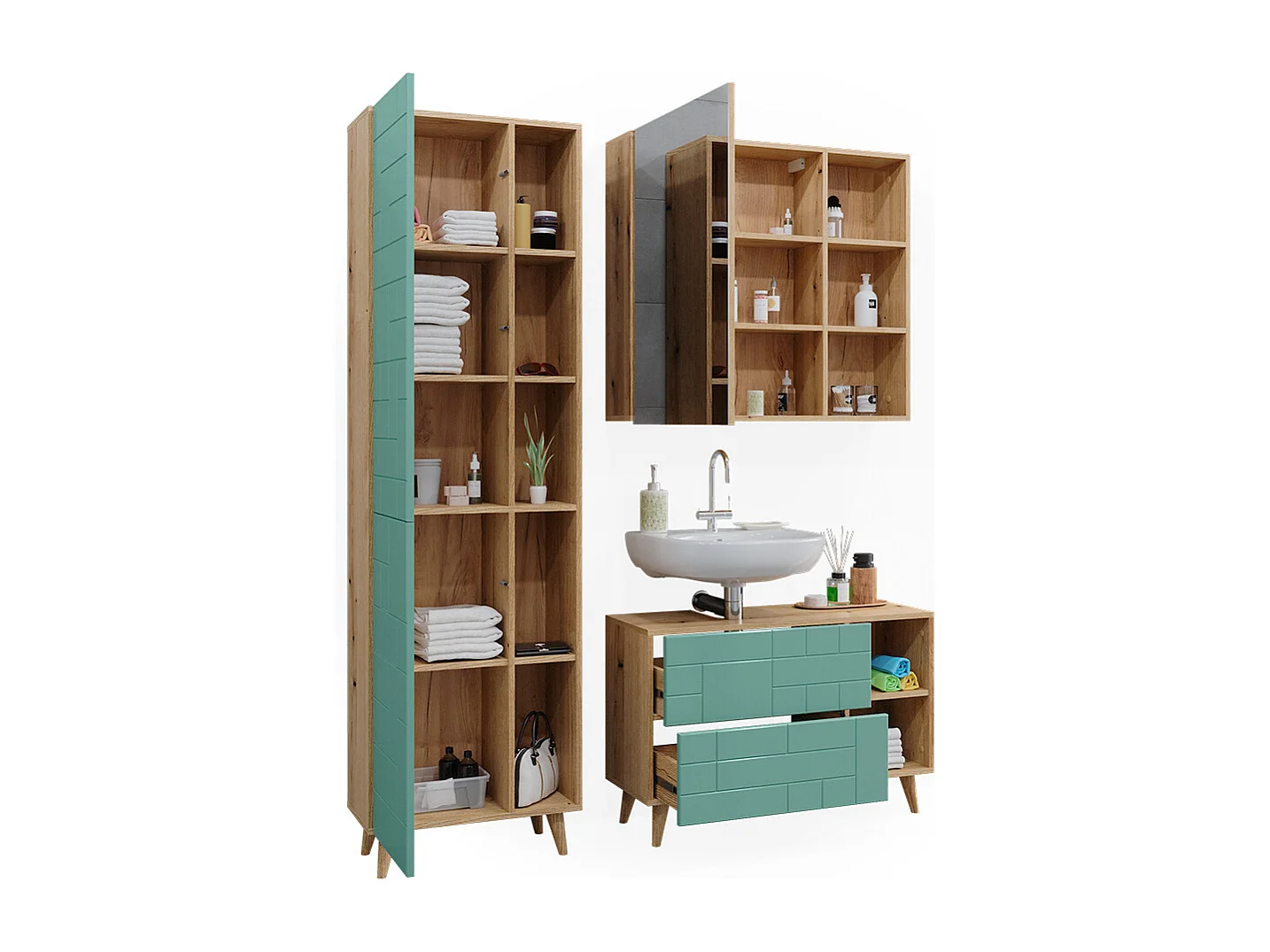 Badmöbel-Set mintgrün 90x32x59 rudi