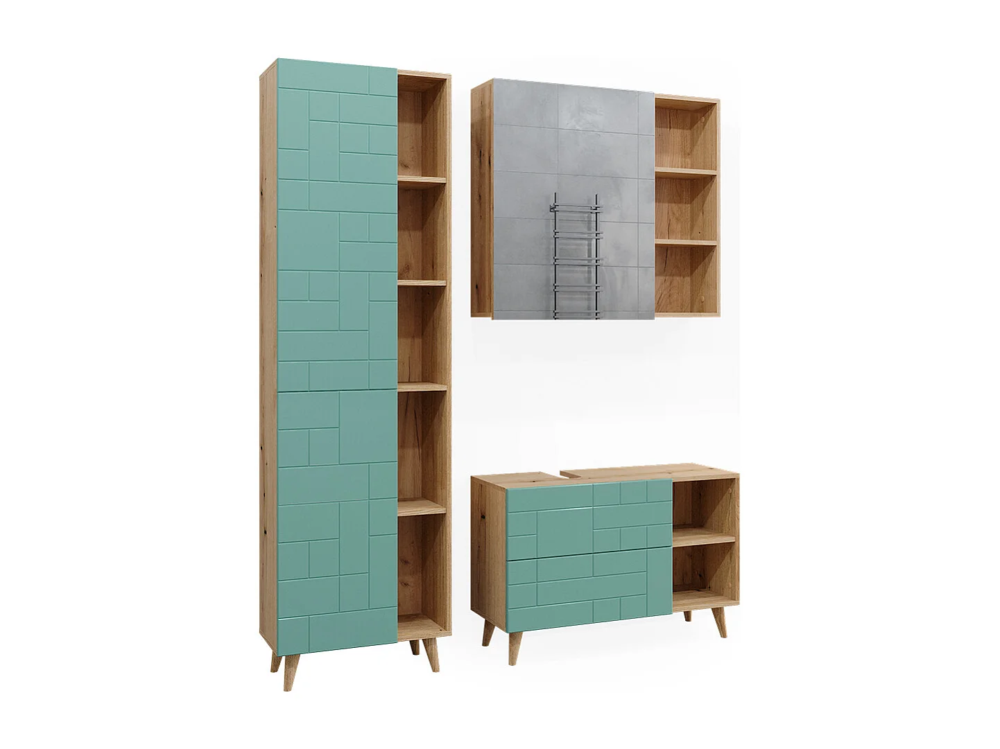 Meubles bain vert menthe 90x32x59 rudi