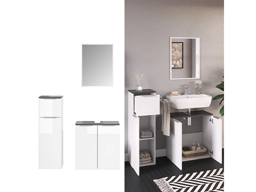 Conjunto de muebles de baño blanco 58x33x60 otis