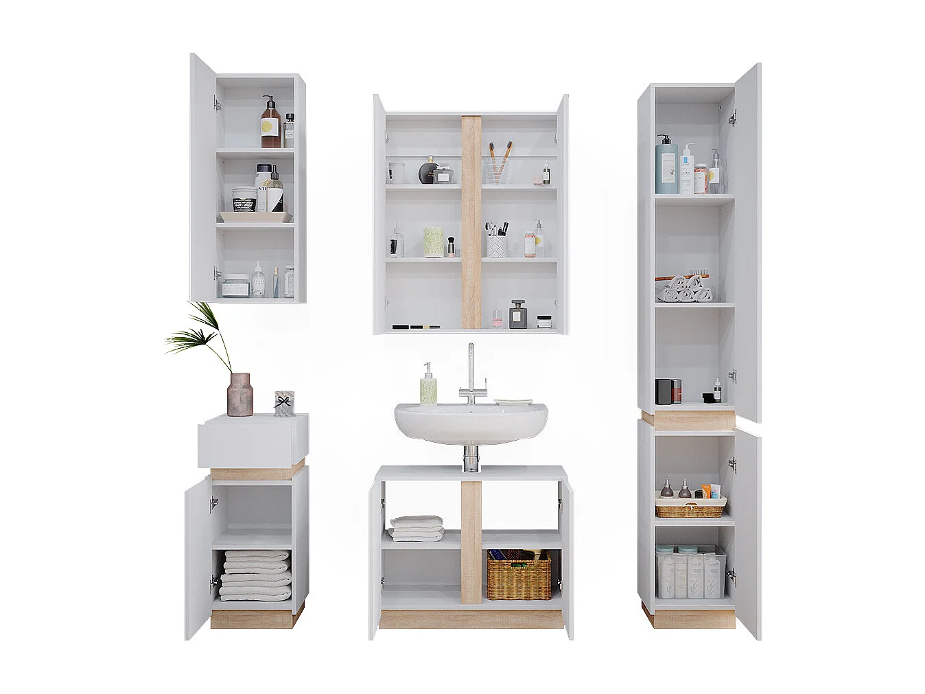 Set di mobili da bagno bianco 70x34x55 gloria